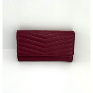 Safe Keeper Burgundy Chevron Quilted Trifold Wallet Clutch RFID